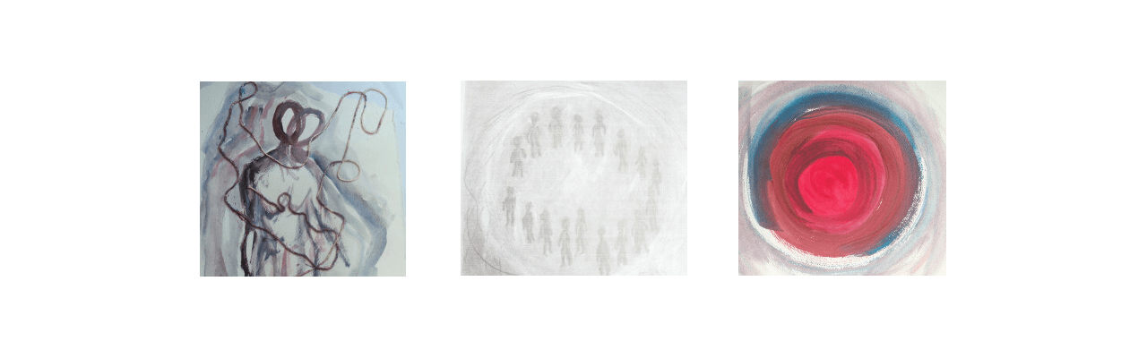 abstract artworks, figures, groups, string figure, red circle